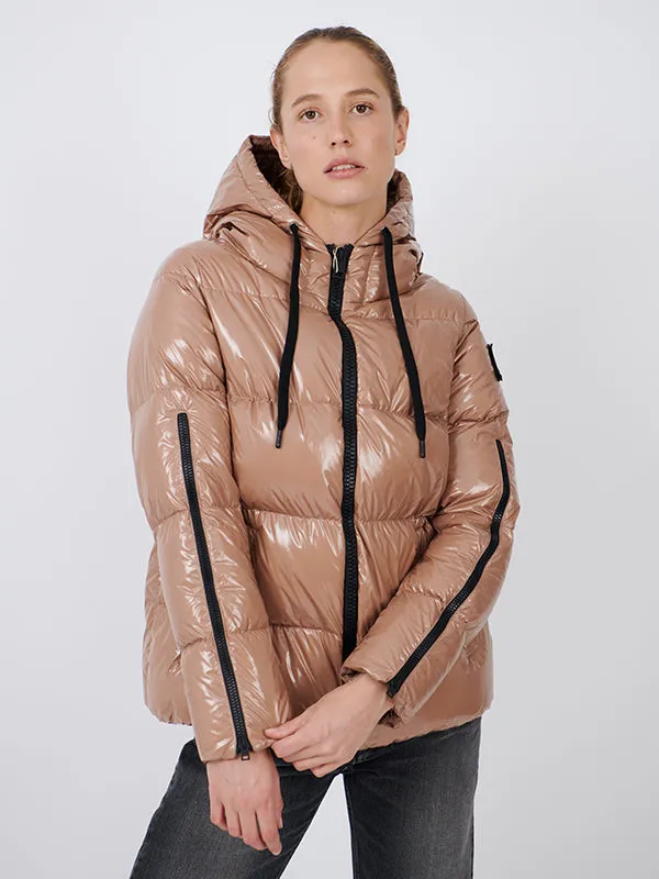 Glossy Down Jacket in Macadamia