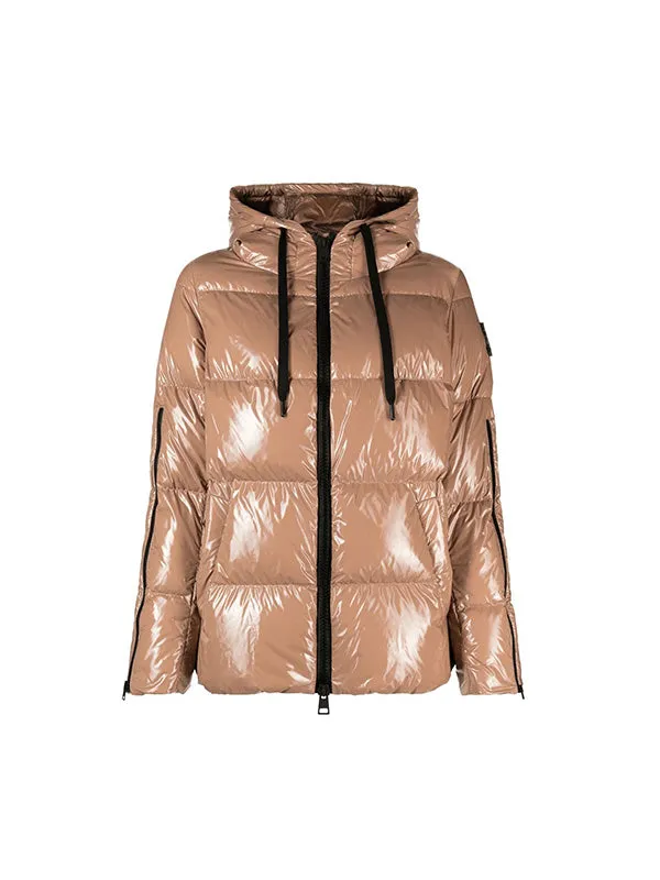 Glossy Down Jacket in Macadamia