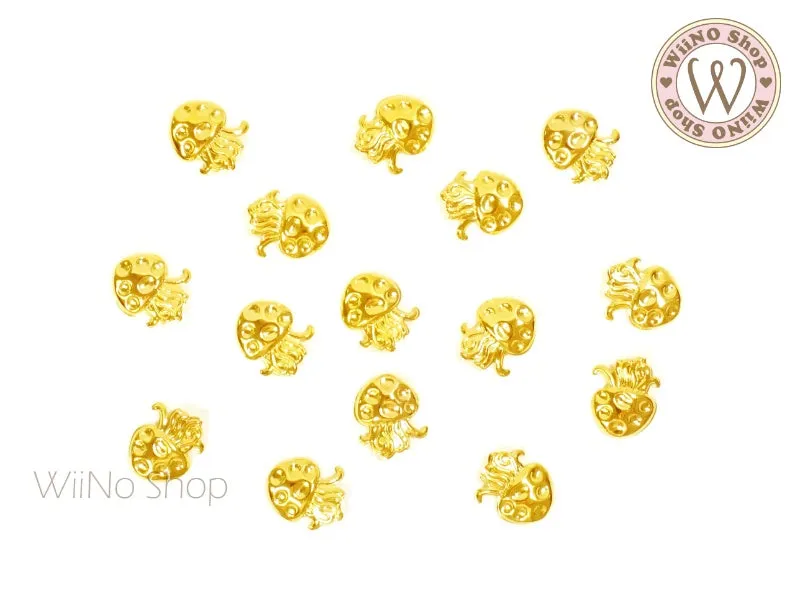 Gold Jellyfish Metal Studs - 10 pcs