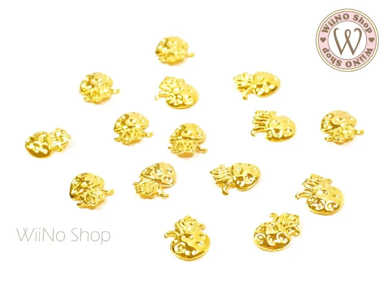 Gold Jellyfish Metal Studs - 10 pcs