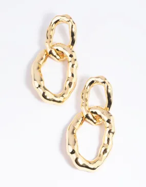 Gold Plated Molten Link Drop Earrings