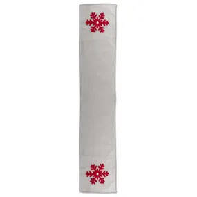 Gray Cotton Runner with Red Snowflake