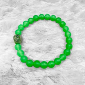 Green Pyrite Skull and Green Agate Bracelet