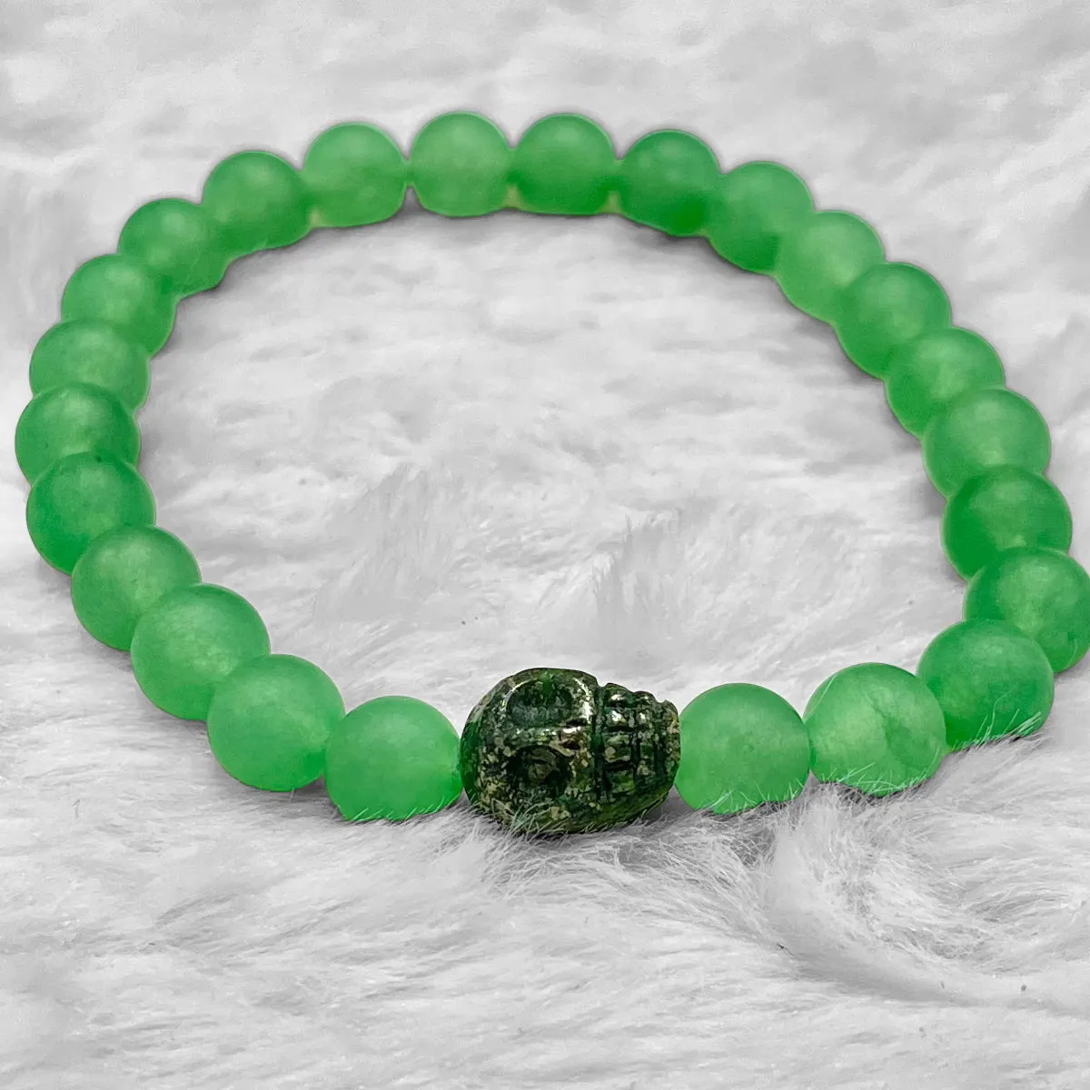 Green Pyrite Skull and Green Agate Bracelet