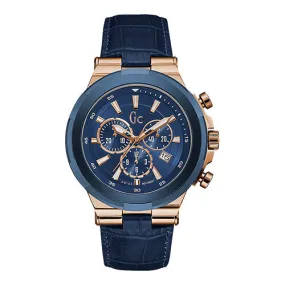 Guess Y23010G7 Blue Leather Band Steel Case Quartz Chronograph Men's Watch