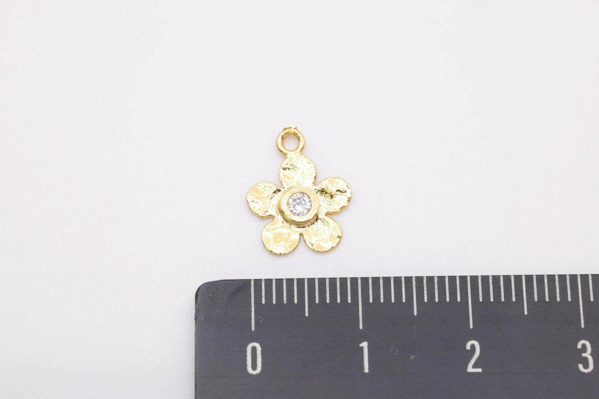 Hammered Flower Wholesale with CZ Charm 14K Gold, Solid 14K Gold, 349G