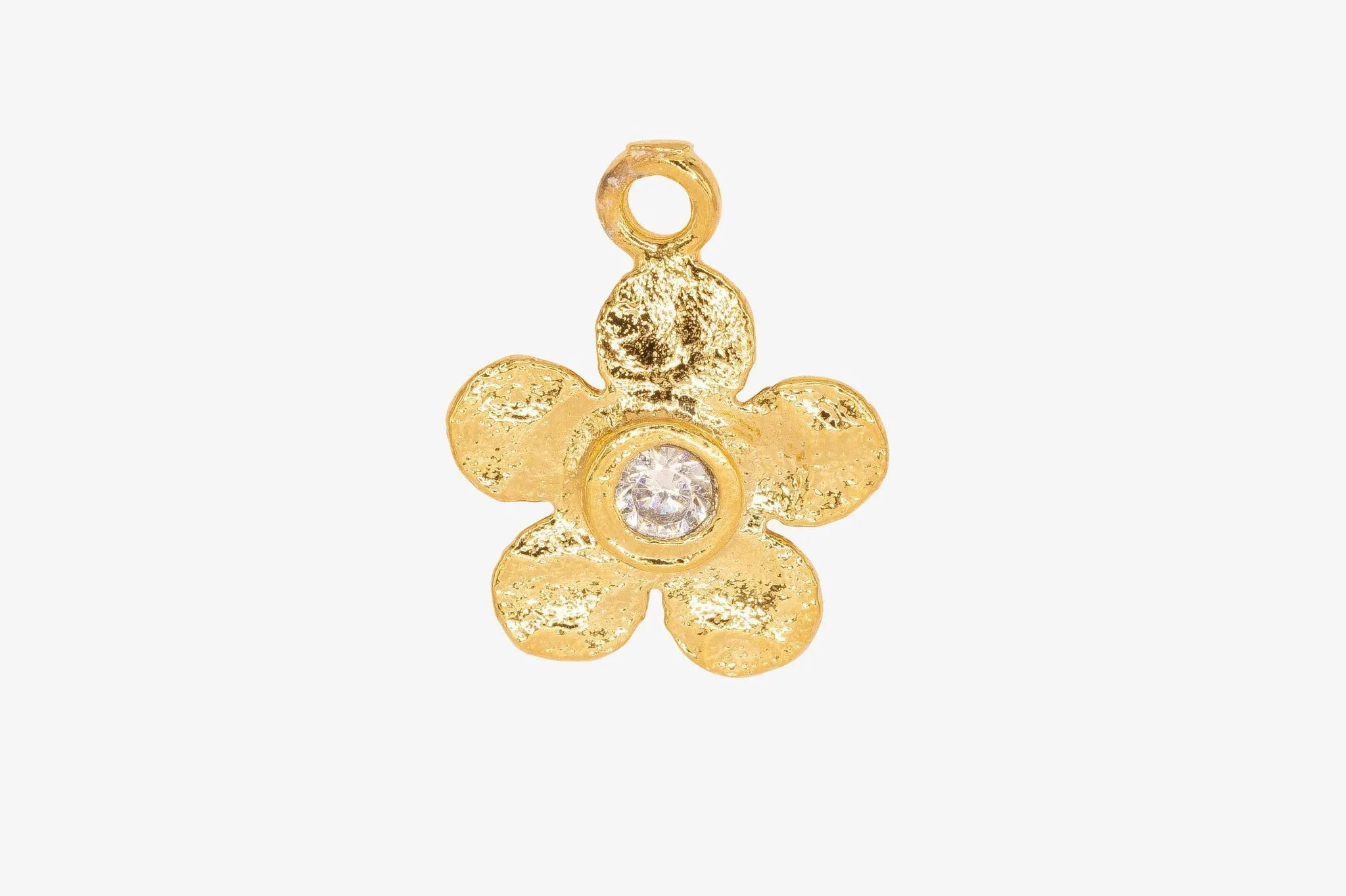 Hammered Flower Wholesale with CZ Charm 14K Gold, Solid 14K Gold, 349G