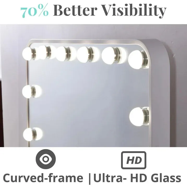 Hollywood Vanity Mirror with Lights Large Glass Makeup Mirror with Lights for Desk 18 High CRI LED Light Mirror