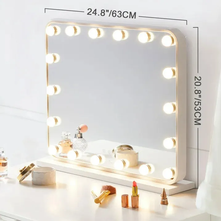 Hollywood Vanity Mirror with Lights Large Glass Makeup Mirror with Lights for Desk 18 High CRI LED Light Mirror