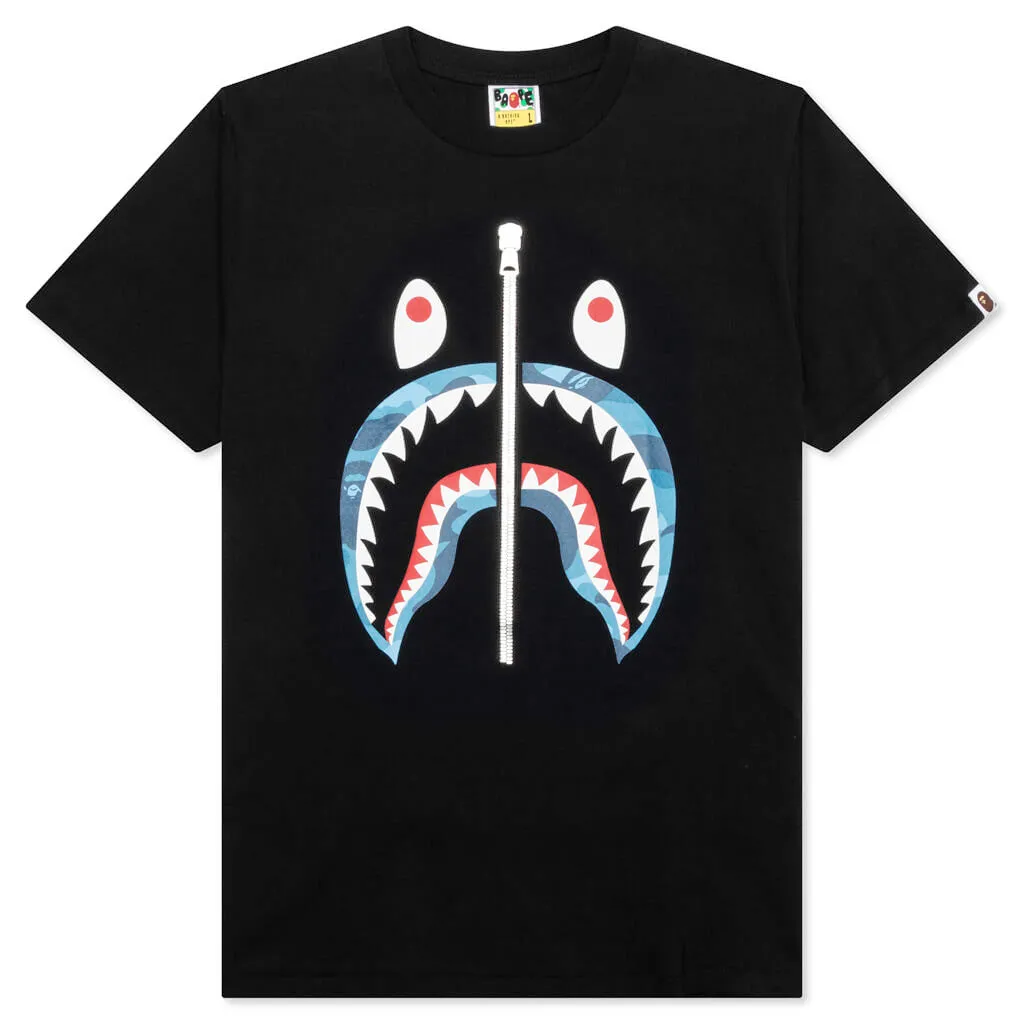 Honeycomb Camo Shark Tee - Black/Blue