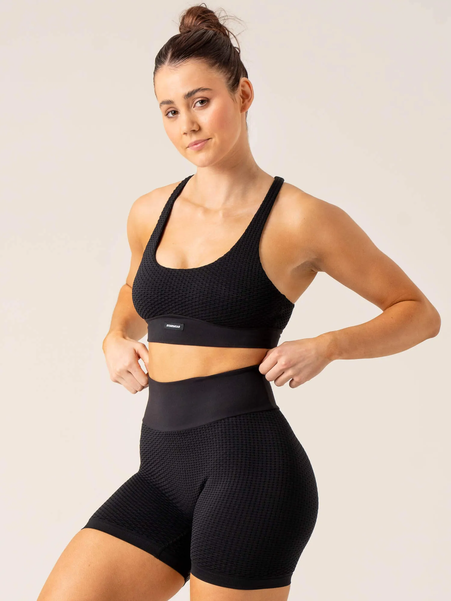 Honeycomb Seamless Sports Bra - Black