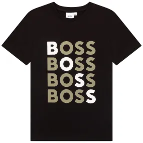 Hugo Boss Boys T-Shirt w/Logo_ Black J25N37-09B