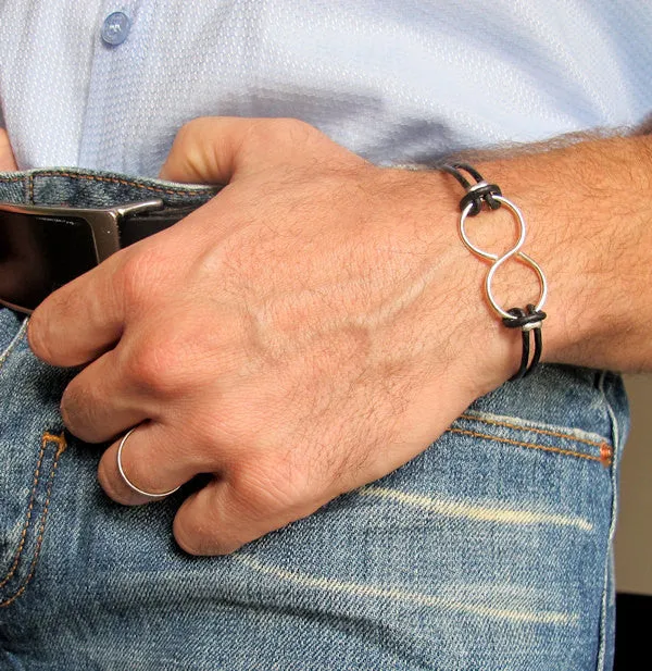 Infinity Bracelet - Adjustable Leather Cuff for Men