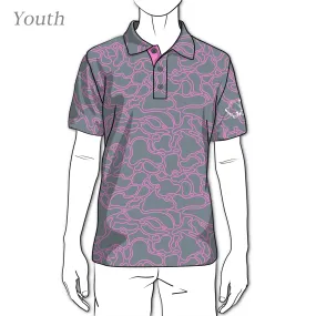 Island Coral Pink Metal - OGA Youth Polo - Gray / Pink