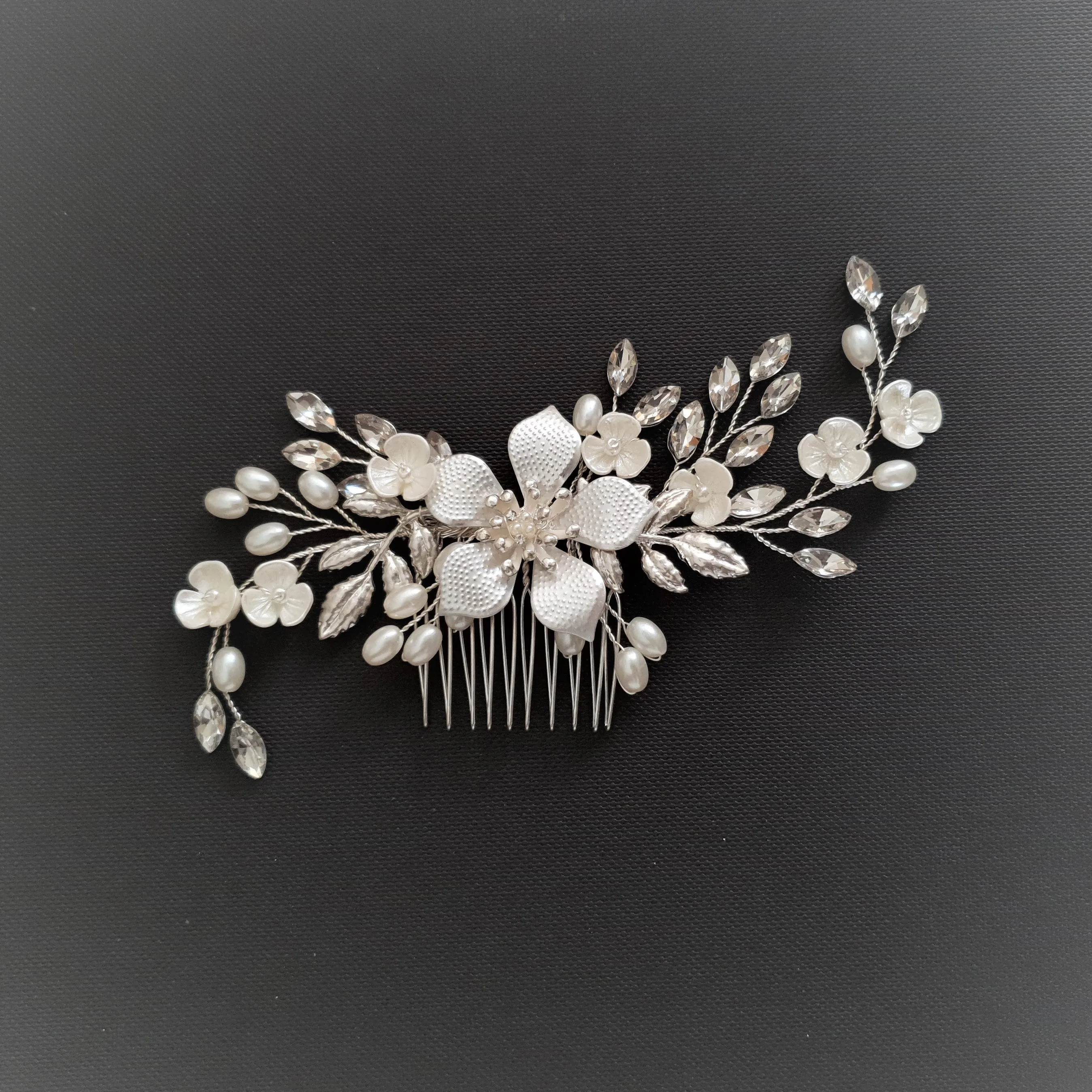 Jeweled Gold Hair Comb for Weddings -Freya