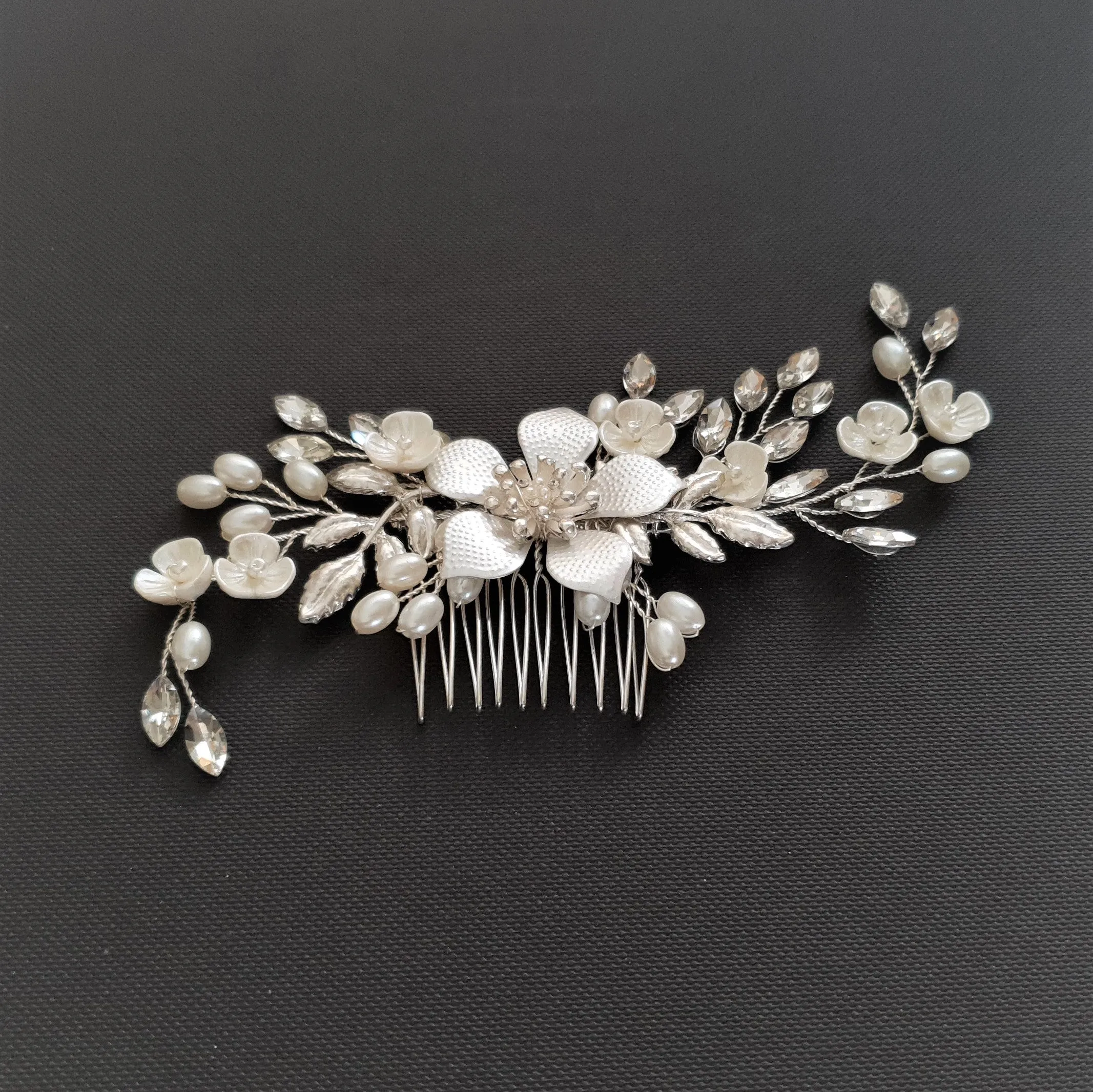 Jeweled Gold Hair Comb for Weddings -Freya