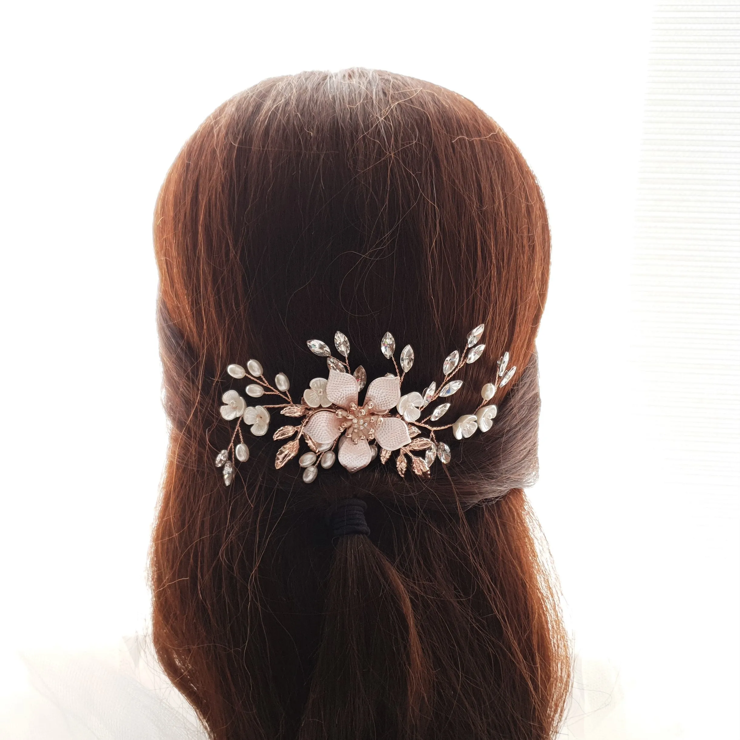 Jeweled Gold Hair Comb for Weddings -Freya