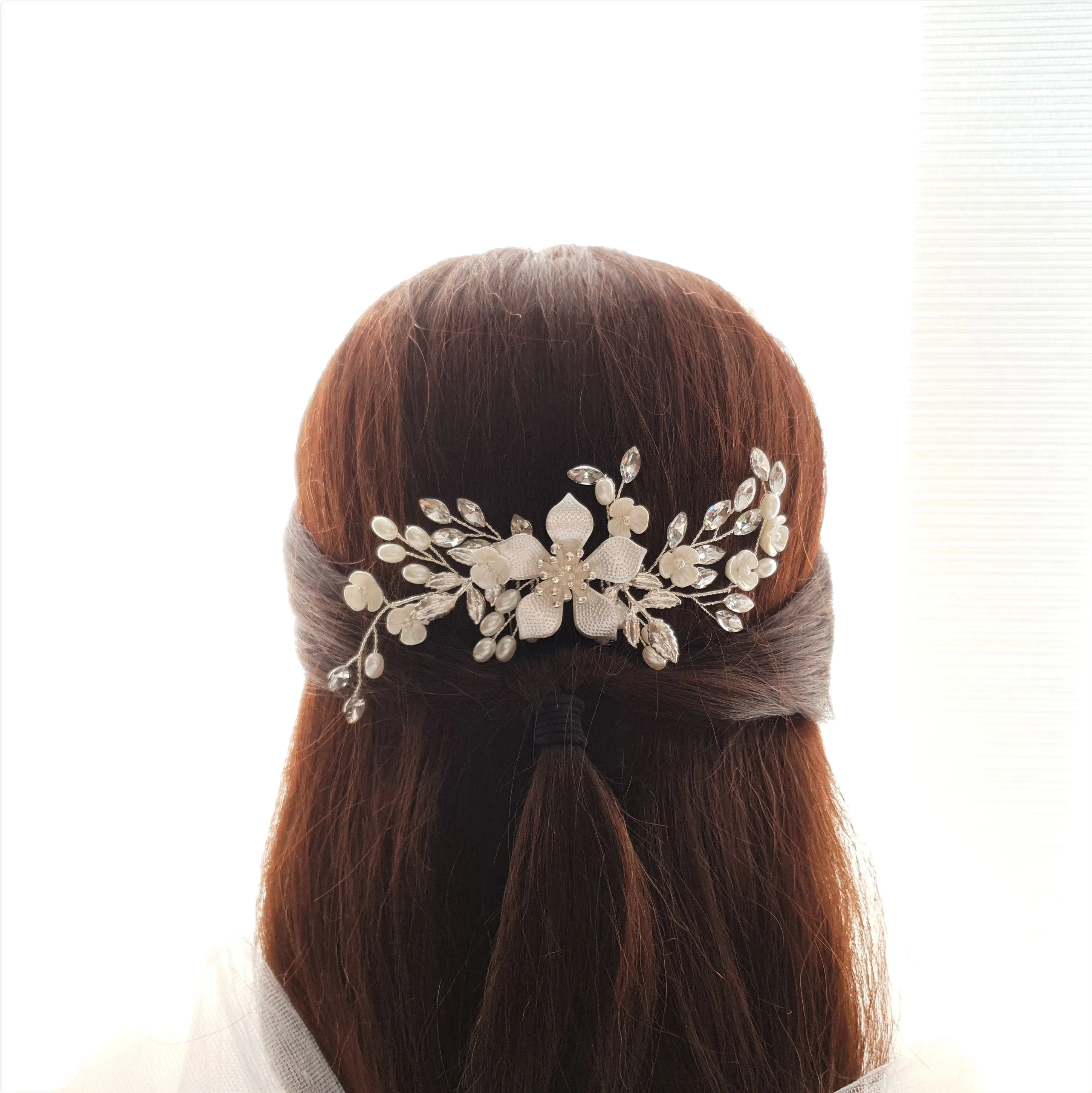 Jeweled Gold Hair Comb for Weddings -Freya