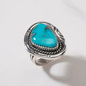 Joe Piaso Jr. King Manassa Turquoise Navajo USA Native American Made 925 Sterling Silver Ring