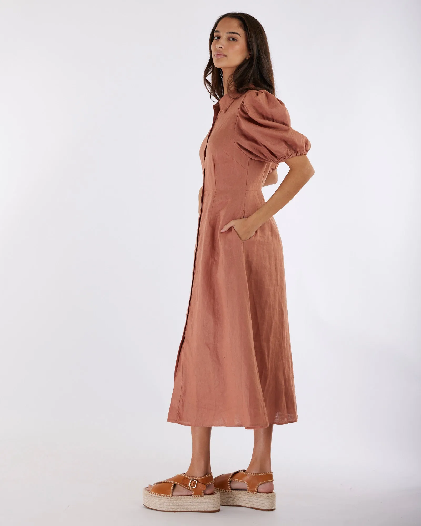 Julius Linen Midi Dress - Desert Rose