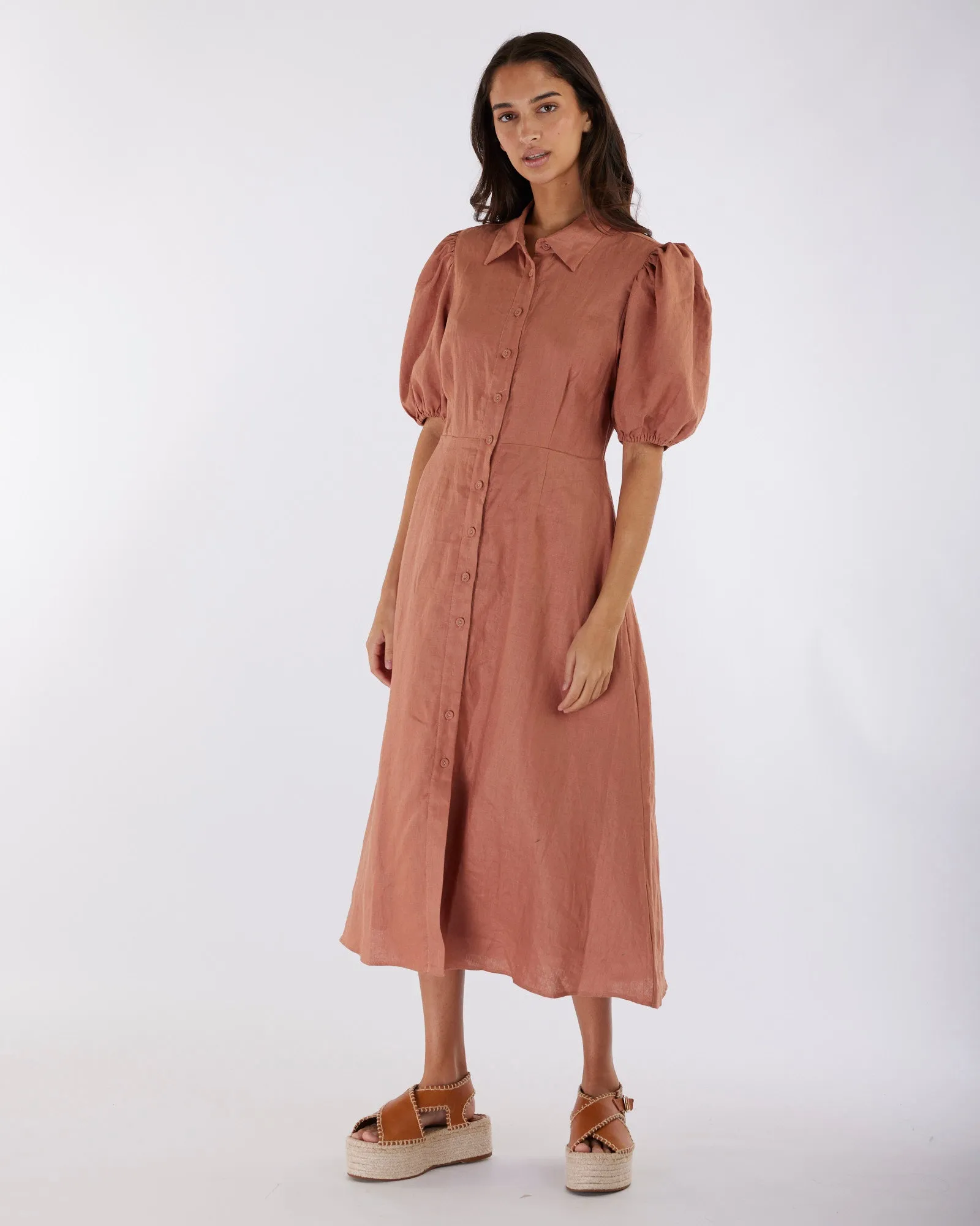 Julius Linen Midi Dress - Desert Rose