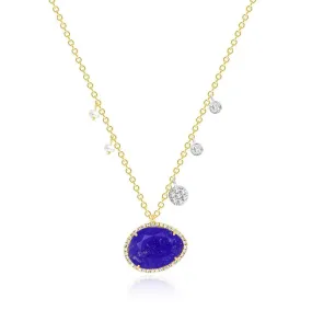 Lapis Charm Necklace with Pearl and Diamond Accent Charms