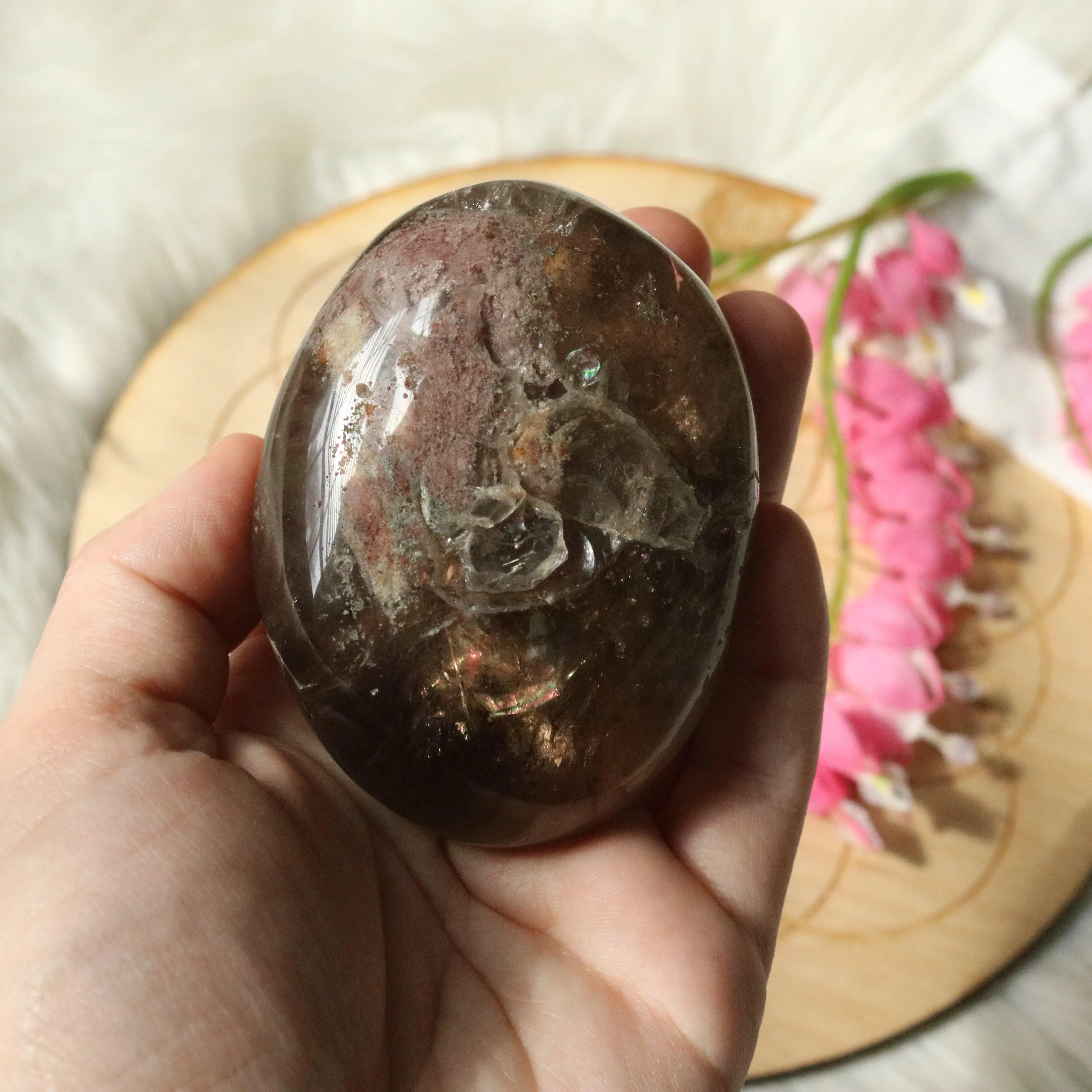 Large Shamanic Dream Quartz  Seer Stone Partially Polished From Brazil