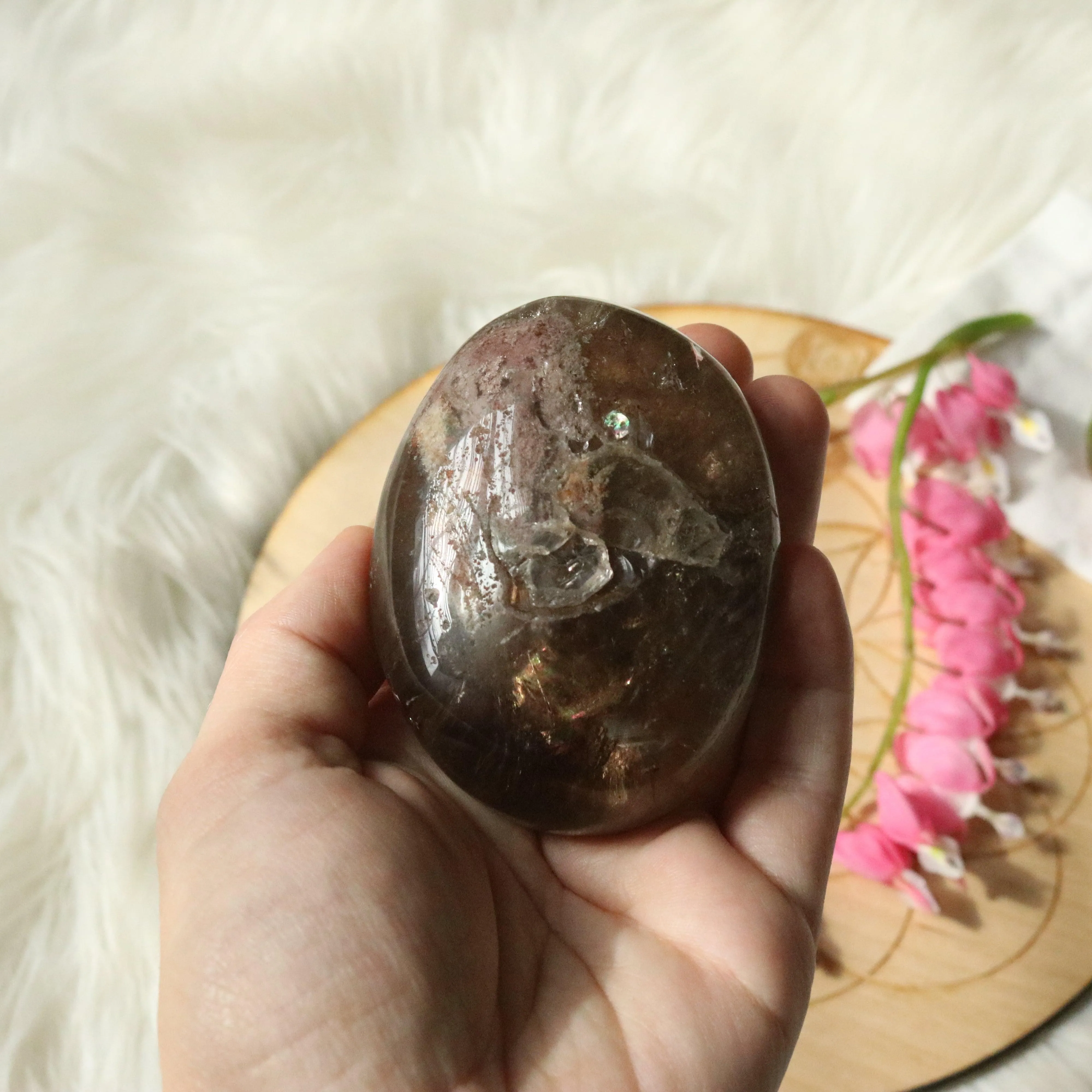 Large Shamanic Dream Quartz  Seer Stone Partially Polished From Brazil