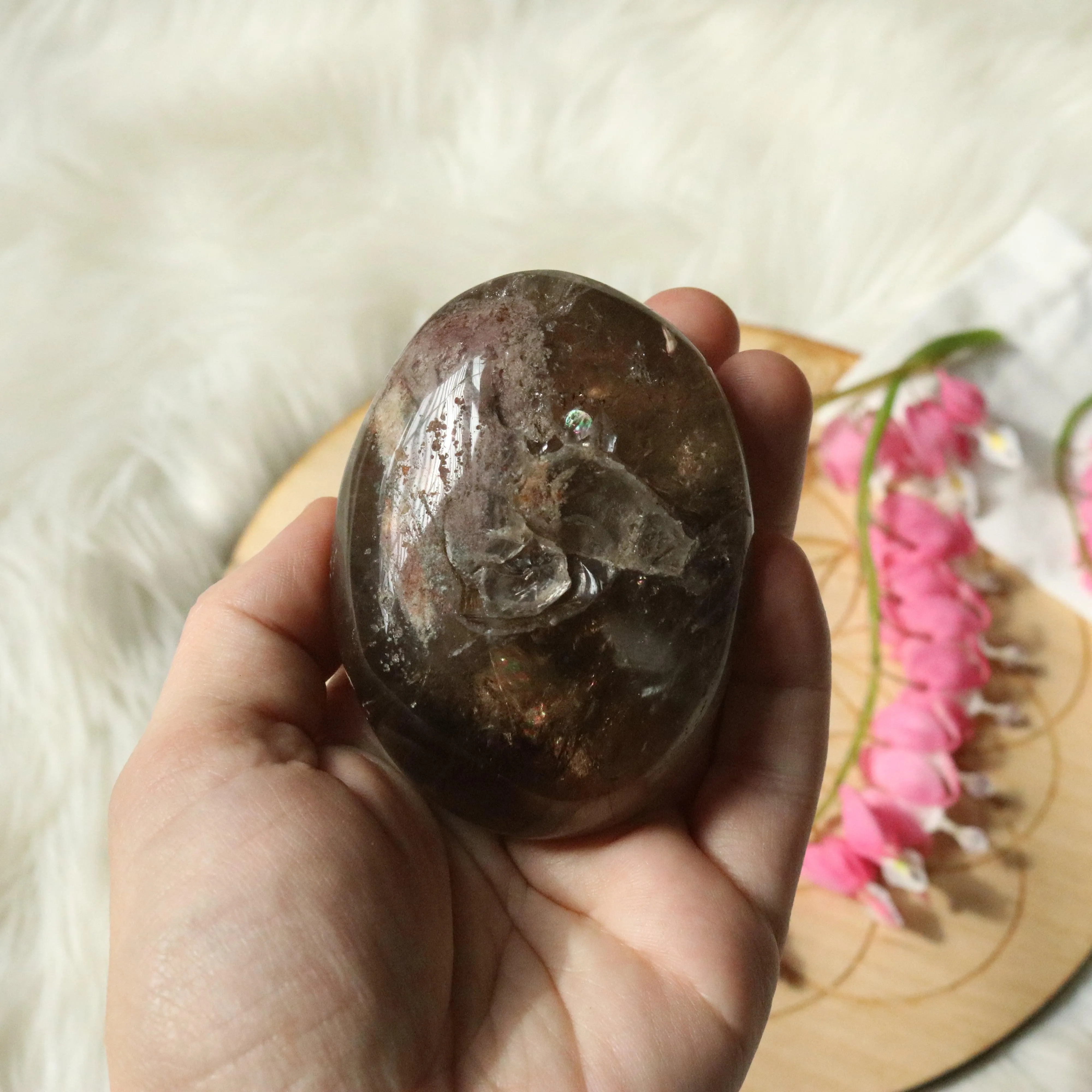 Large Shamanic Dream Quartz  Seer Stone Partially Polished From Brazil