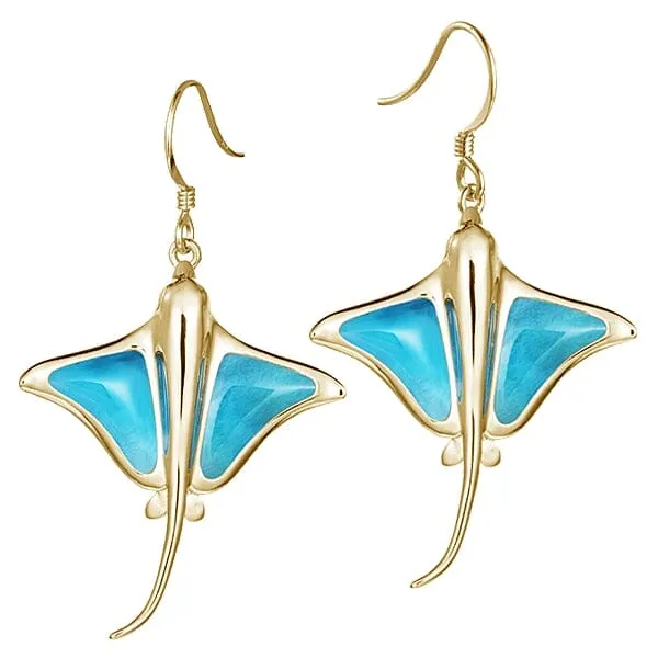 Larimar Eagle Ray Hook Earrings