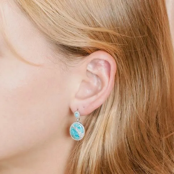 Larimar Pavé Waterfall Oval Earrings