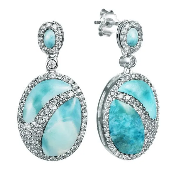 Larimar Pavé Waterfall Oval Earrings