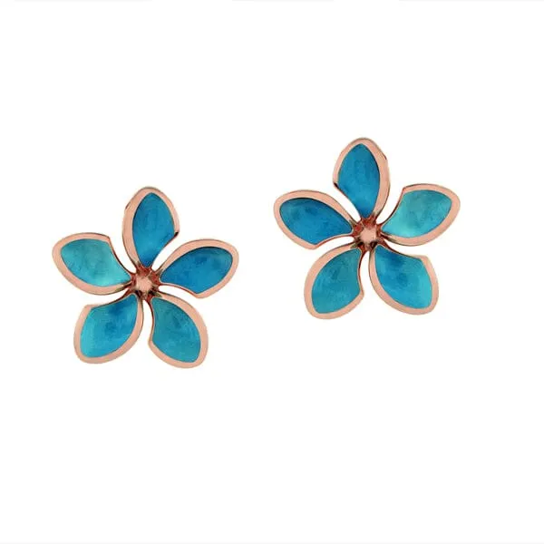 Larimar Sunrise Plumeria Earrings