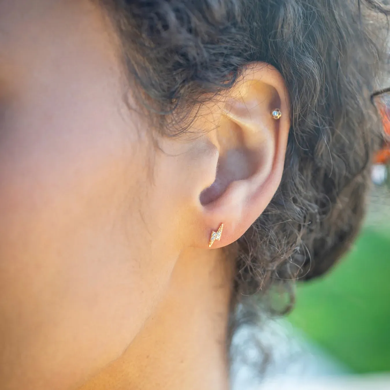 Lightning Bolt Pave Earring