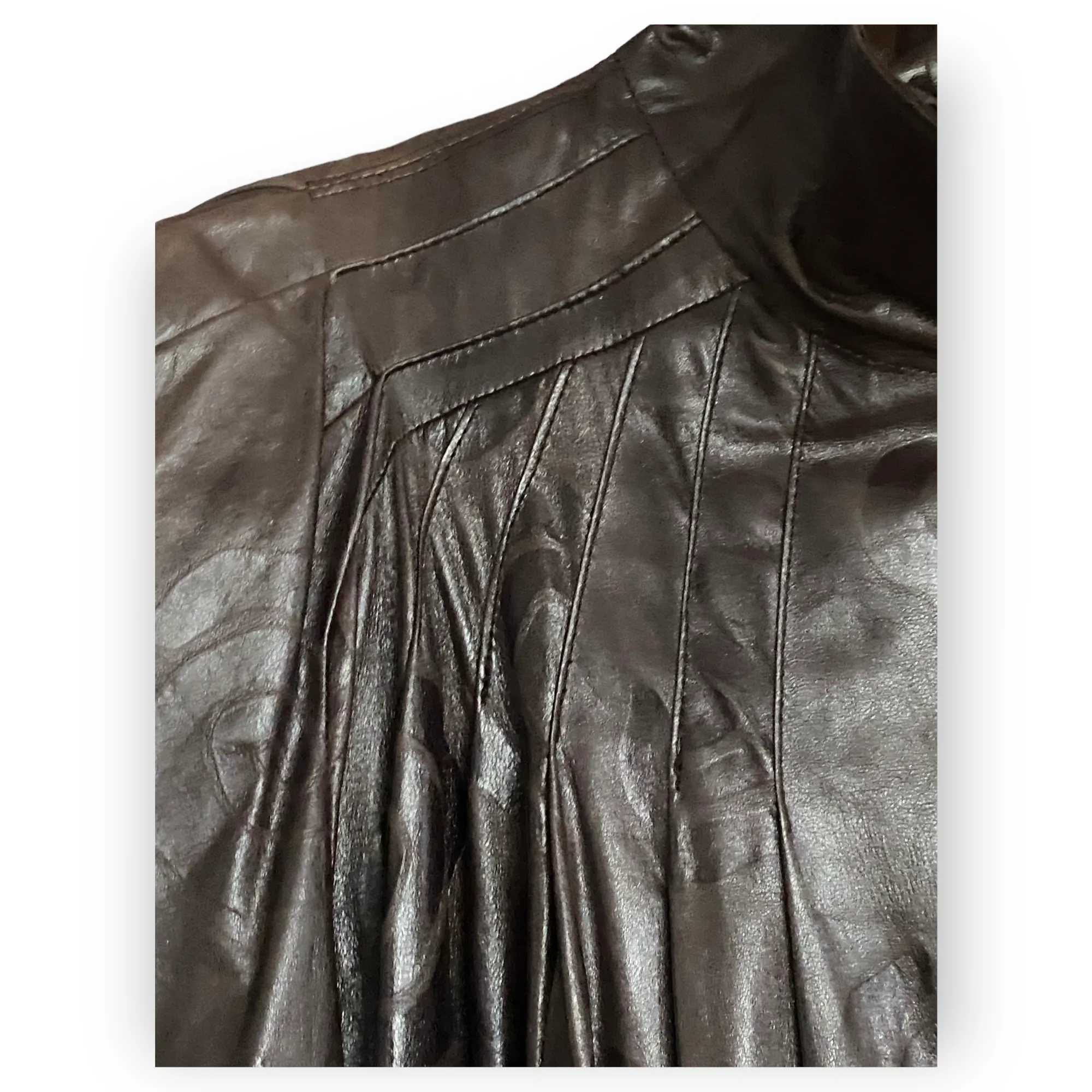 Lilli Rubin Pearlized Leather Trapeze Coat - Embossed