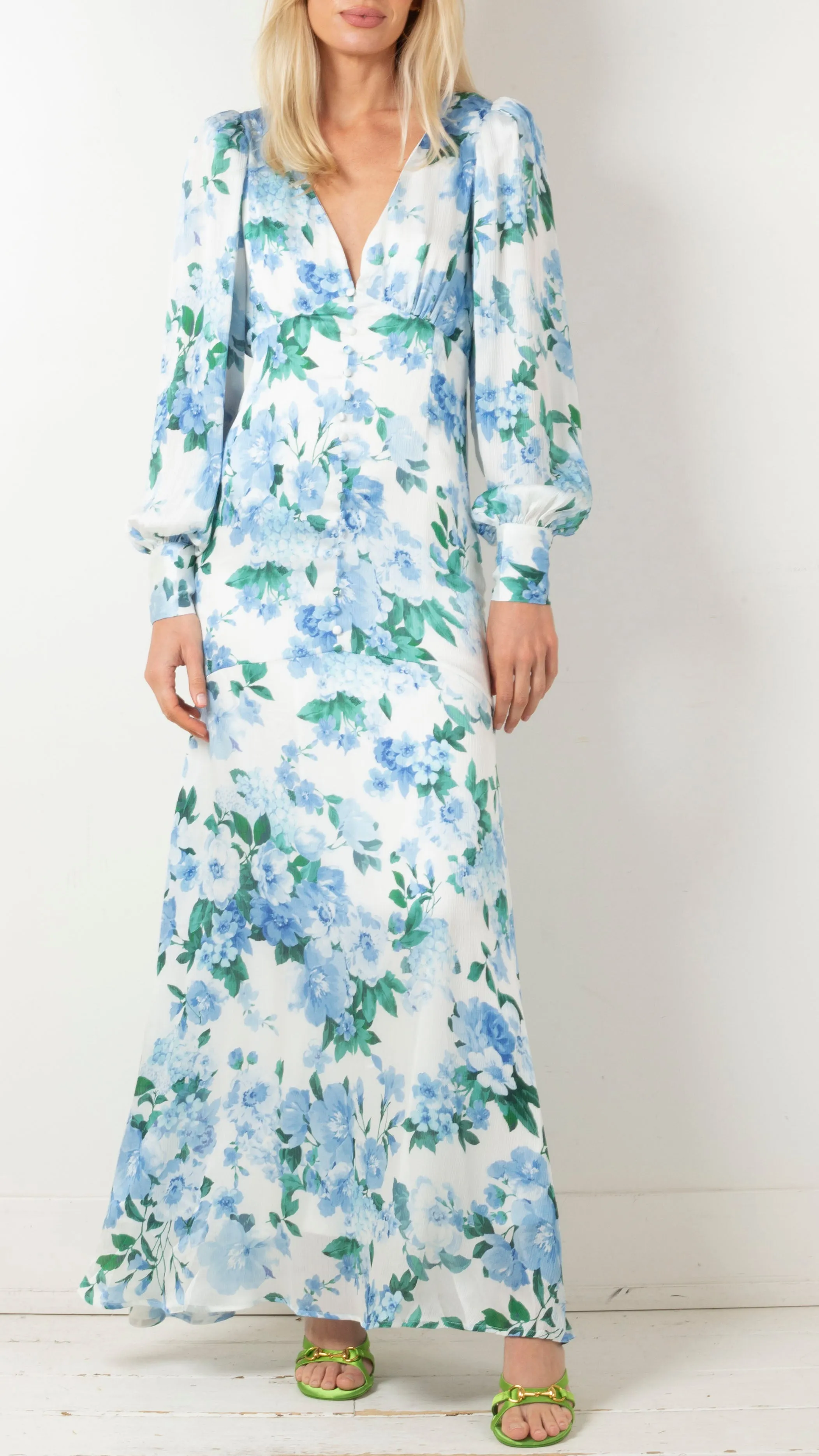 Lisette Long Sleeve Maxi Dress - Blue Multi