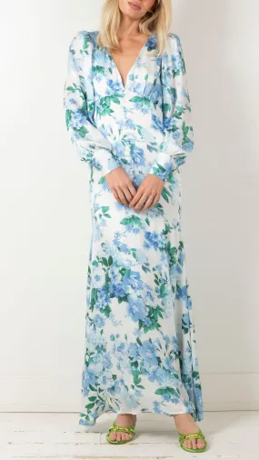 Lisette Long Sleeve Maxi Dress - Blue Multi