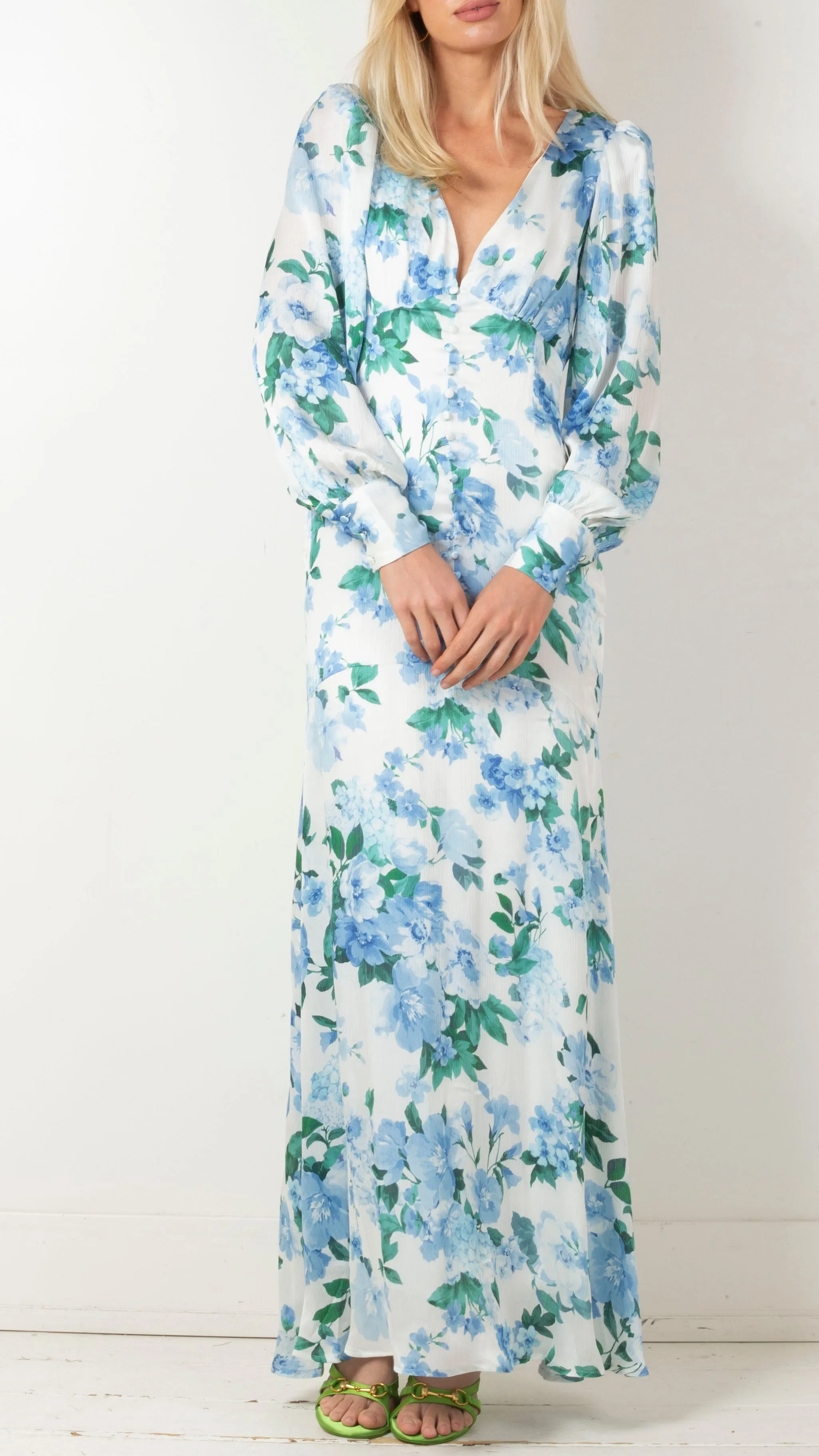 Lisette Long Sleeve Maxi Dress - Blue Multi