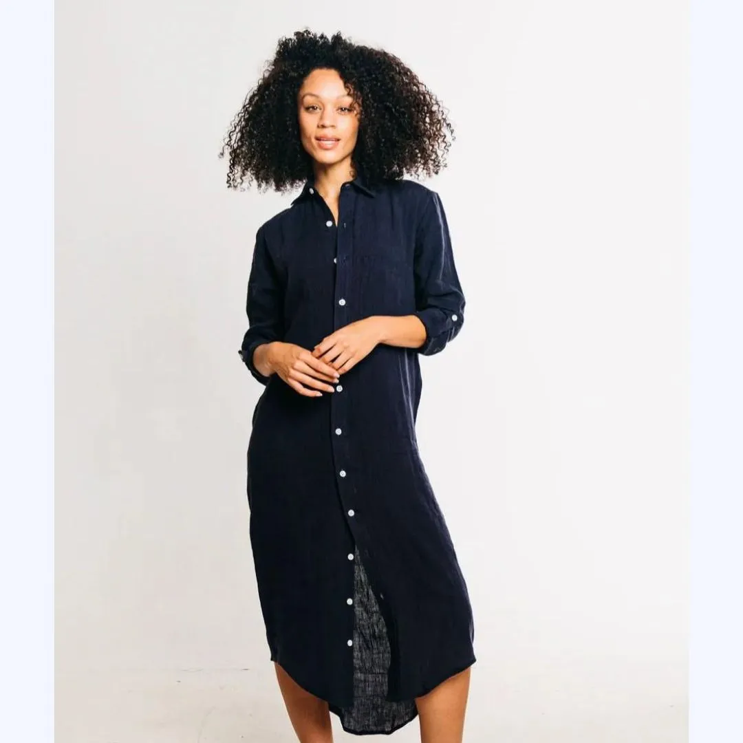 Long Linen Shirt Dress