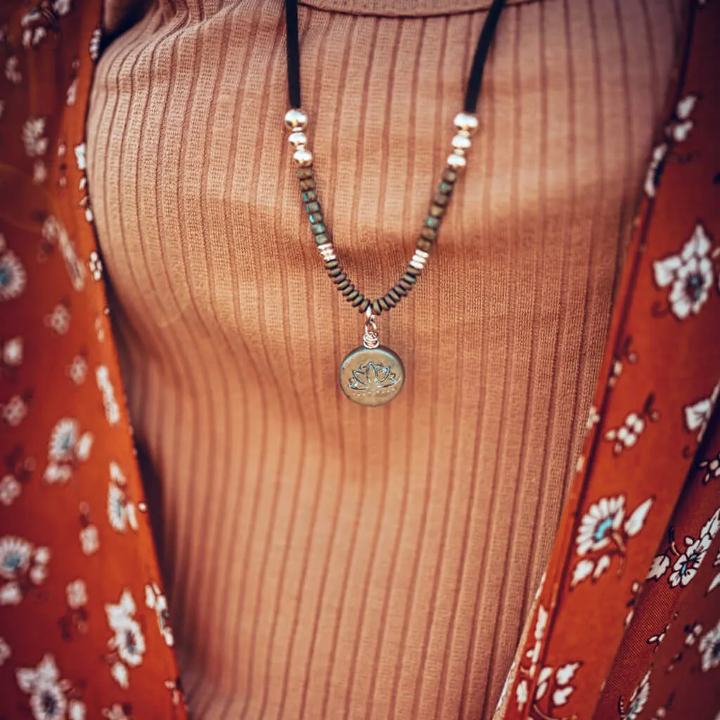 lovely lotus // czech glass & vegan friendly cord pendant necklace