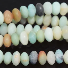 MATTE Black Gold Amazonite 6mm Rondelle 8-Inch