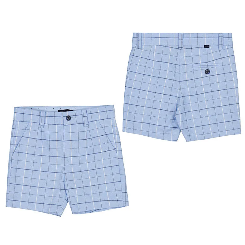 Mayoral Baby Linen Dressy Shorts_Blue Plaid 1284-80