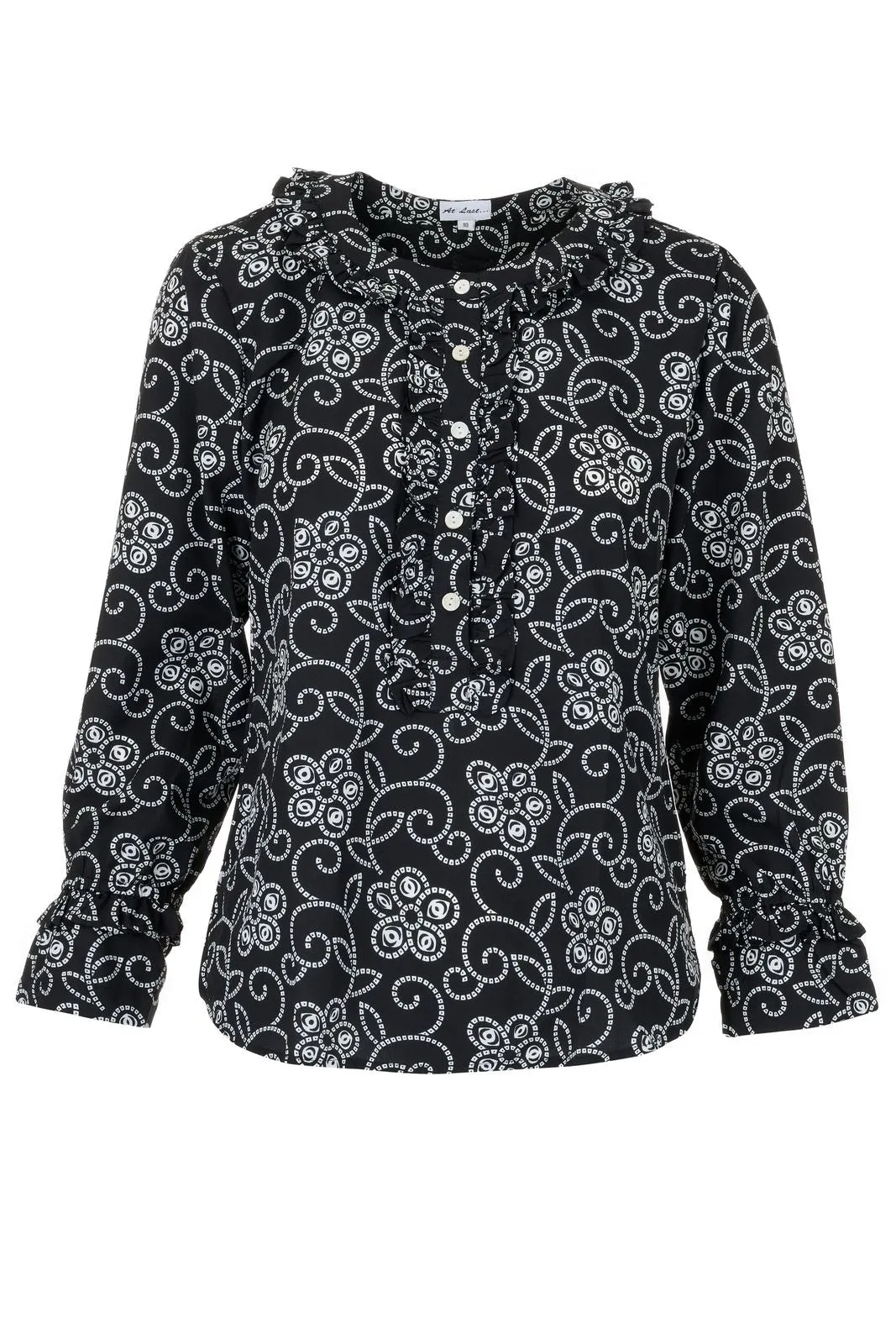 Meg Shirt in Black & White Floral