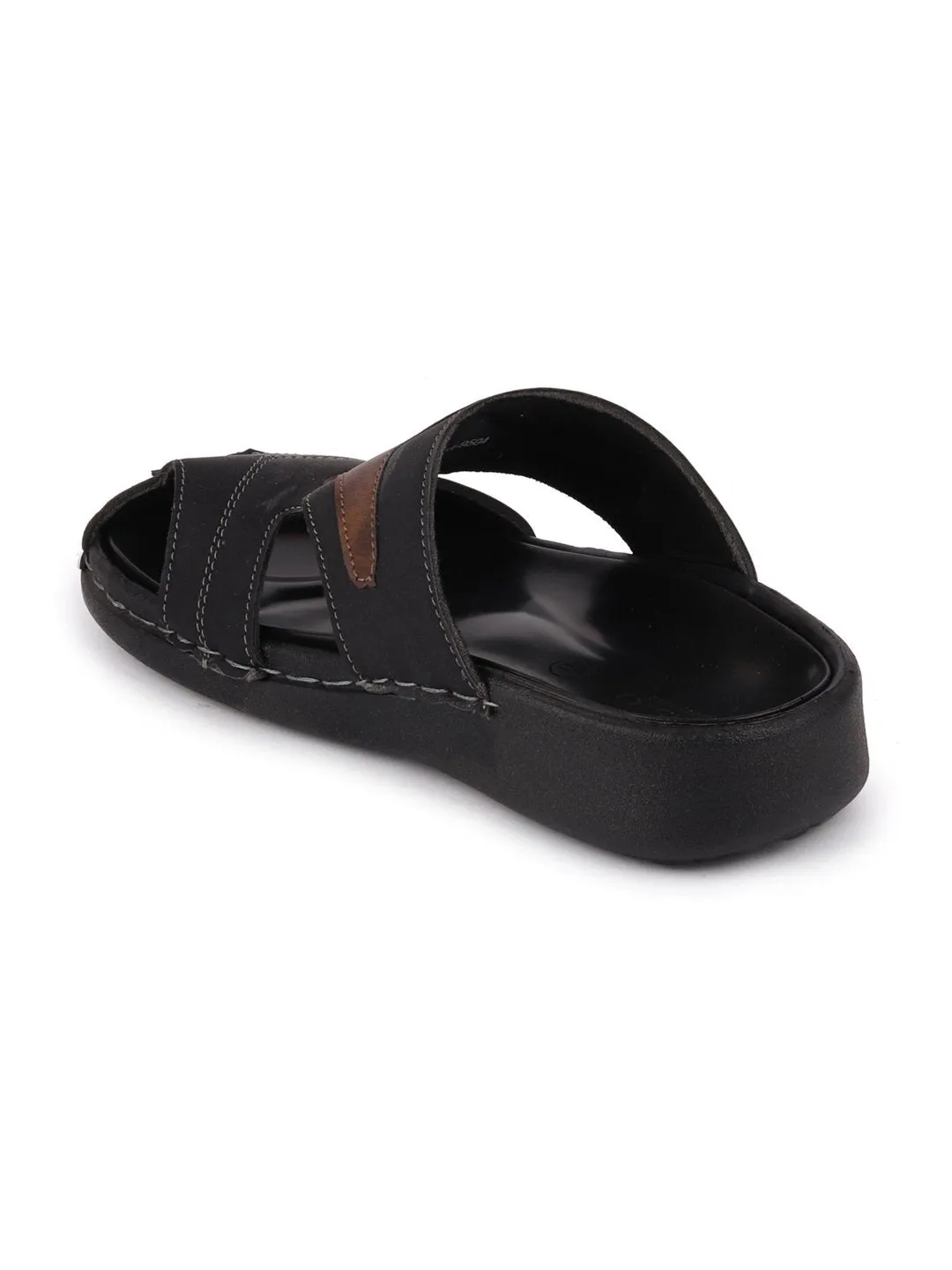 Men Black Casual Slip-On Fishermen Sandals