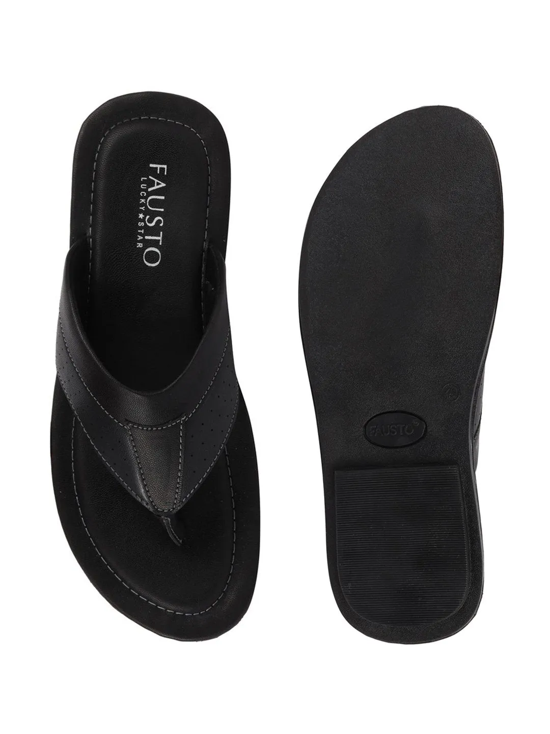 Men Black Indoor & Outdoor Slippers