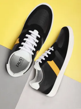 Men Black Lace Up Trendy Sneakers