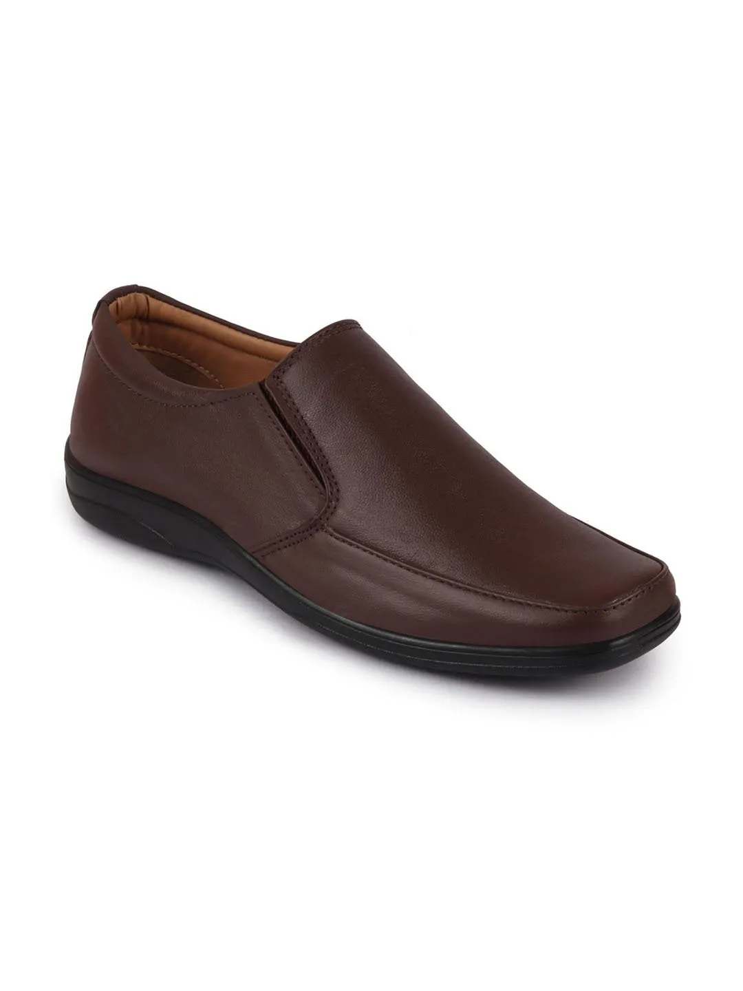 Men Brown Formal Leather Slip On Shoes