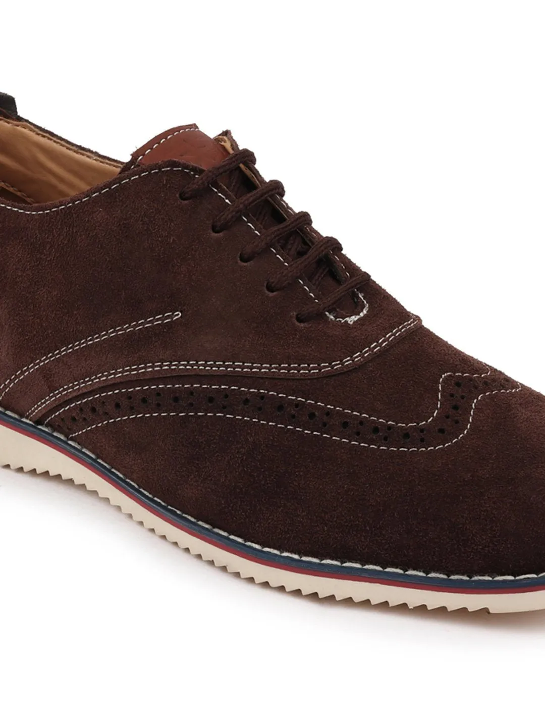 Men Brown Suede Leather Oxford Casual Shoes