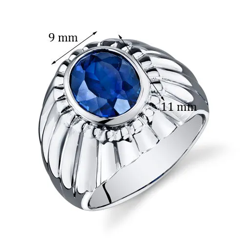 Mens 5.5 cts Sapphire Sterling Silver Ring Size 12