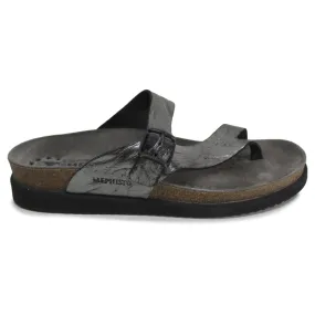 Mephisto Helen Grey Womens Leather Slip On Open-Back Toe-Post Sandals - UK 5.5